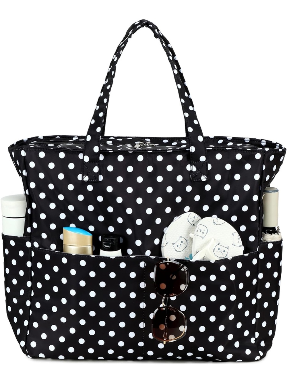 Polka Dot 36L Tote Bag with 7 Pockets